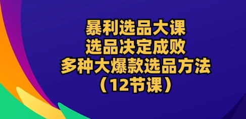 暴利选品大课：选品决定成败，教你多种大爆款选品方法(12节课)-一号资源库