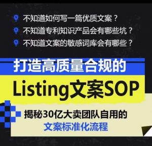 打造高质量合规的Listing文案SOP,掌握亚马逊文案工作的标准化-一号资源库