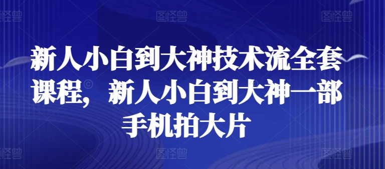 新人小白到大神技术流全套课程，新人小白到大神一部手机拍大片-一号资源库