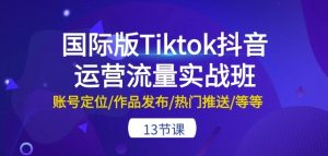 国际版Tiktok抖音运营流量实战班：账号定位/作品发布/热门推送/等等-13节-一号资源库