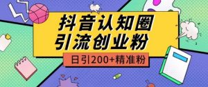 外面收费3980抖音认知圈引流创业粉玩法日引200+精准粉【揭秘】-一号资源库
