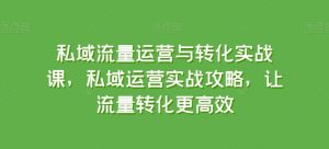 私域流量运营与转化实战课，私域运营实战攻略，让流量转化更高效-一号资源库