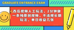 西瓜视频写字玩法，2分钟做一条纯原创视频，不违规长期玩法，单日收益几张-一号资源库