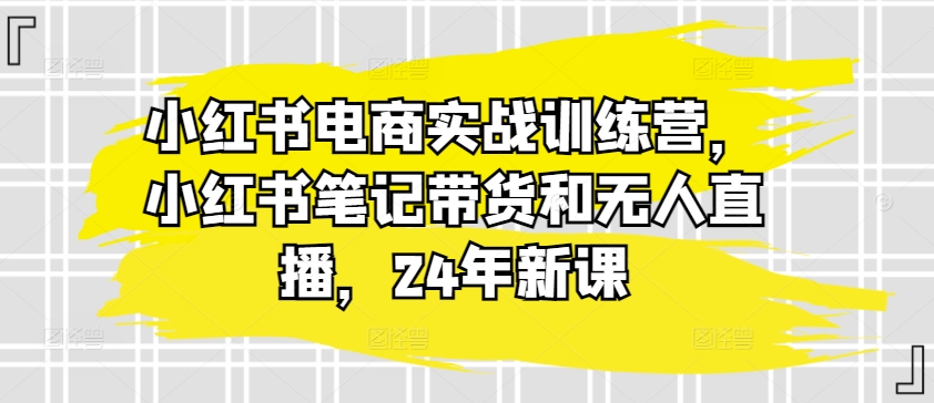 小红书电商实战训练营，小红书笔记带货和无人直播，24年新课-一号资源库