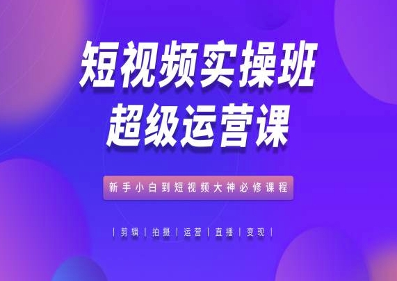 短视频实操班超级运营课，新手小白到短视频大神必修课程-一号资源库