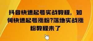 抖音快速起号实战教程,如何快速起号涨粉?落地实战涨粉教程来了-一号资源库