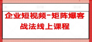 企业短视频-矩阵爆客战法线上课程-一号资源库