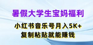 暑假大学生宝妈福利，小红书音乐号月入5000+，复制粘贴就能赚钱【揭秘】-一号资源库