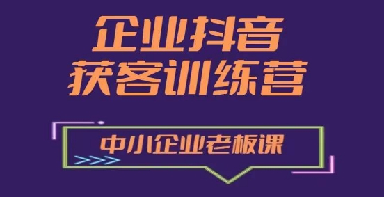 企业抖音营销获客增长训练营，中小企业老板必修课-一号资源库