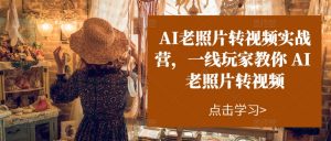 AI老照片转视频实战营，一线玩家教你AI老照片转视频-一号资源库