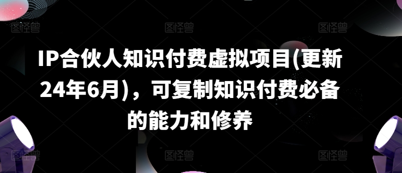 IP合伙人知识付费虚拟项目(更新24年6月)，可复制知识付费必备的能力和修养-一号资源库