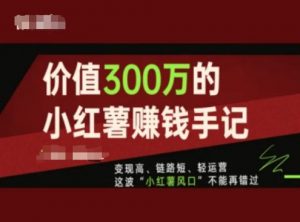 价值300万的小红书赚钱手记，变现高、链路短、轻运营，这波“小红薯风口”不能再错过-一号资源库
