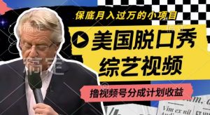 利用美国脱口秀综艺视频，撸视频号分成计划收益，每天只需一小时，月入过W【揭秘】-一号资源库
