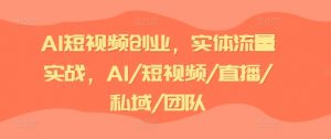 AI短视频创业，实体流量实战，AI/短视频/直播/私域/团队-一号资源库