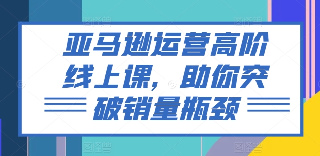 亚马逊运营高阶线上课，助你突破销量瓶颈-一号资源库