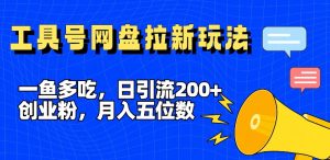一鱼多吃，日引流200+创业粉，全平台工具号，网盘拉新新玩法月入5位数【揭秘】-一号资源库