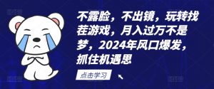 不露脸，不出镜，玩转找茬游戏，月入过万不是梦，2024年风口爆发，抓住机遇【揭秘】-一号资源库