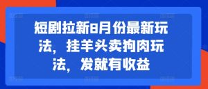 短剧拉新8月份最新玩法，挂羊头卖狗肉玩法，发就有收益-一号资源库