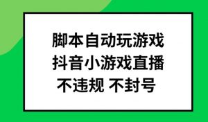 脚本自动玩游戏，抖音小游戏直播，不违规不封号可批量做【揭秘】-一号资源库