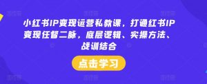 小红书IP变现运营私教课,打通红书IP变现任督二脉,底层逻辑、实操方法、战训结合-一号资源库