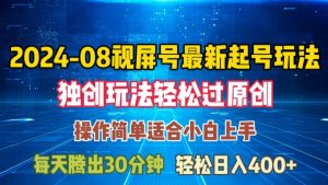 08月视频号最新起号玩法，独特方法过原创日入三位数轻轻松松【揭秘】-一号资源库