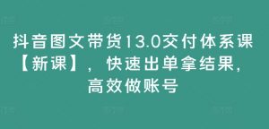抖音图文带货13.0交付体系课【新课】，快速出单拿结果，高效做账号-一号资源库