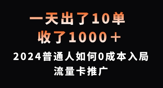 一天出了10单，收了1000+，2024普通人如何0成本入局流量卡推广【揭秘】-一号资源库