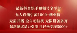 最新抖音快手视频号全平台无人直播引流1000+精准创业粉,日轻松变现5k+【揭秘】-一号资源库