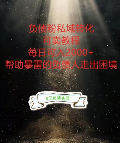 负债粉掘金计划，帮助负债者解决问题，债务规划，债务重组，最好的变现方式【揭秘】-一号资源库