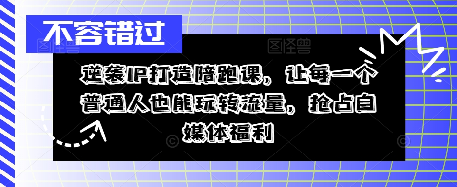 逆袭IP打造陪跑课，让每一个普通人也能玩转流量，抢占自媒体福利-一号资源库