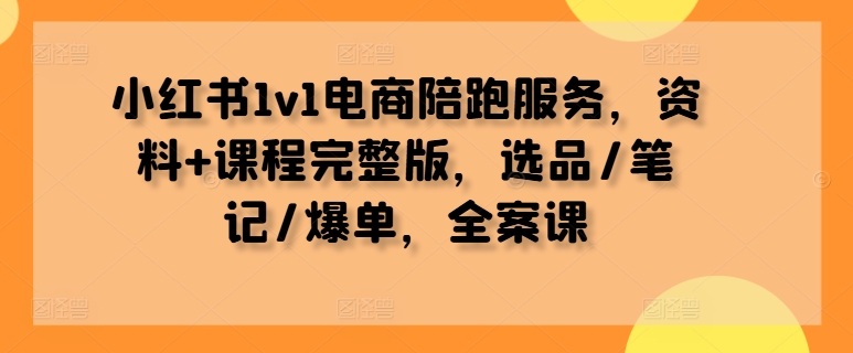 小红书1v1电商陪跑服务，资料+课程完整版，选品/笔记/爆单，全案课-一号资源库