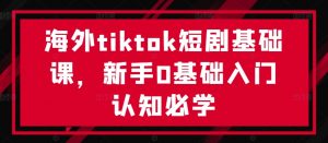 海外tiktok短剧基础课，新手0基础入门认知必学-一号资源库