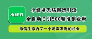 小绿书无脑搬运引流，全自动日引500精准创业粉，微信生态内又一个闷声发财的机会【揭秘】-一号资源库