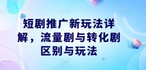 短剧推广新玩法详解，流量剧与转化剧区别与玩法-一号资源库