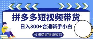 拼多多短视频带货日入300+有长期稳定被动收益，合适新手小白【揭秘】-一号资源库