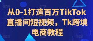 从0-1打造百万TikTok直播间短视频，Tk跨境电商教程-一号资源库