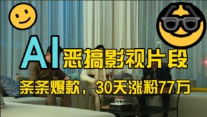 蓝海赛道，AI恶搞影视片段，条条爆款，30天涨粉77万，全流程拆解【揭秘】-一号资源库