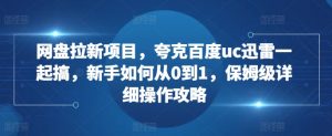 网盘拉新项目，夸克百度uc迅雷一起搞，新手如何从0到1，保姆级详细操作攻略-一号资源库