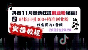 抖音11月最新狂揽创业粉秘籍，轻松日引300+精准创业粉，仅需图片+音频，轻松搞定创业类视频-一号资源库