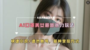 AI美女新玩法，超大流量+快速引流+速热账号-一号资源库