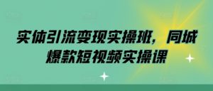 实体引流变现实操班,同城爆款短视频实操课-一号资源库
