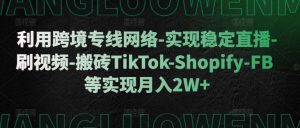 利用跨境专线网络-实现稳定直播-刷视频-搬砖TikTok-Shopify-FB等实现月入2W+【揭秘】-一号资源库