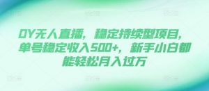 DY无人直播，稳定持续型项目，单号稳定收入500+，新手小白都能轻松月入过万【揭秘】-一号资源库