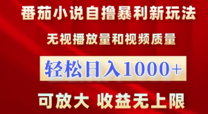 番茄小说自撸暴利新玩法，无视播放量，轻松日入1k，可放大，收益无上限【揭秘】-一号资源库