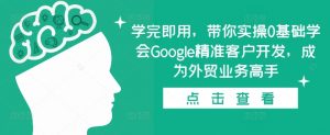 学完即用,带你实操0基础学会Google精准客户开发,成为外贸业务高手-一号资源库