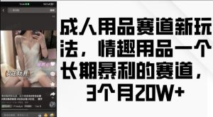成人用品赛道新玩法，情趣用品一个长期暴利的赛道，3个月收益20个【揭秘】-一号资源库