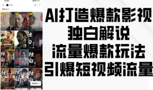 AI打造爆款影视独白解说，流量爆款玩法，引爆短视频流量-一号资源库