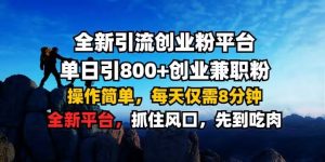 全新引流创业粉平台 单日引800+，创业兼职粉，操作简单，每天仅需8分钟【仅揭秘】-一号资源库