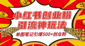 小红书创业粉引流神玩法，单图笔记引爆500+精准创业粉丝，私信狂潮接连不断-一号资源库
