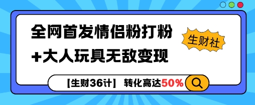 【生财36计】全网首发情侣粉打粉+大人玩具无敌变现-一号资源库